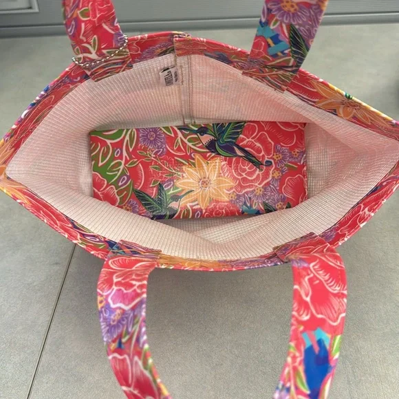 Consuela Vibrant Floral Tote - Pink and Green - Picture 2 of 5